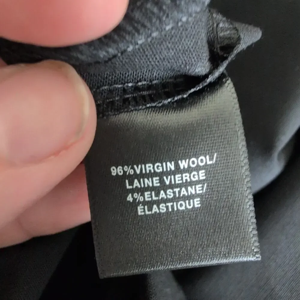 Lafayette 148 New York Black‎ Irving Trouser Pants Size 14 Wool Blend Minimalist